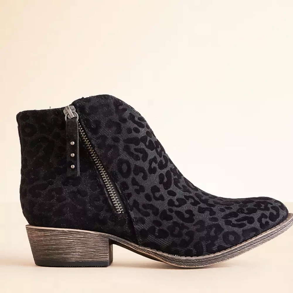 Buckle Brand Leopard Print Ankle Boots